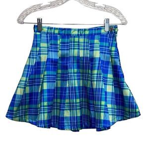 Delia’s x Dolls Kill Y2K Mini Skirt S Blue Green Plaid 90s Raver Grunge Clueless